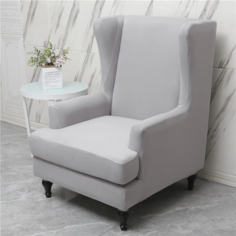 

1Set Solid Color Wingback Chair Cover Nordic Spandex High Back Sloping Wing Chair Slipcovers Funda Sillon Orejero Relax