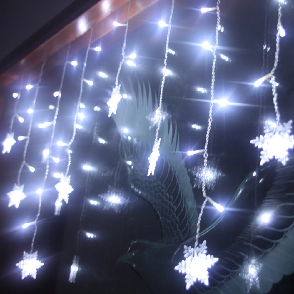 White USB Snowflake LED Strip Light Curtain Fairy Lamp Party Christmas Wedding New Year Decoration 4 Colors 1.5x0.5m 2.5x0.5m 3x1m - Испускаемый цвет: White