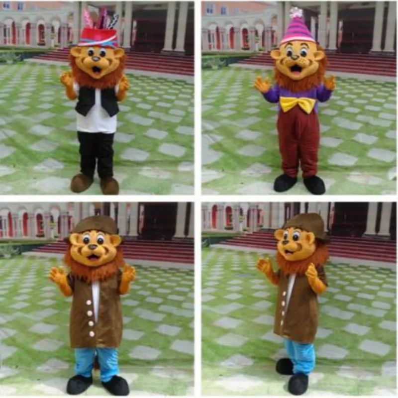 Коричневый милый костюм талисмана с изображением Льва для взрослых карнавальные