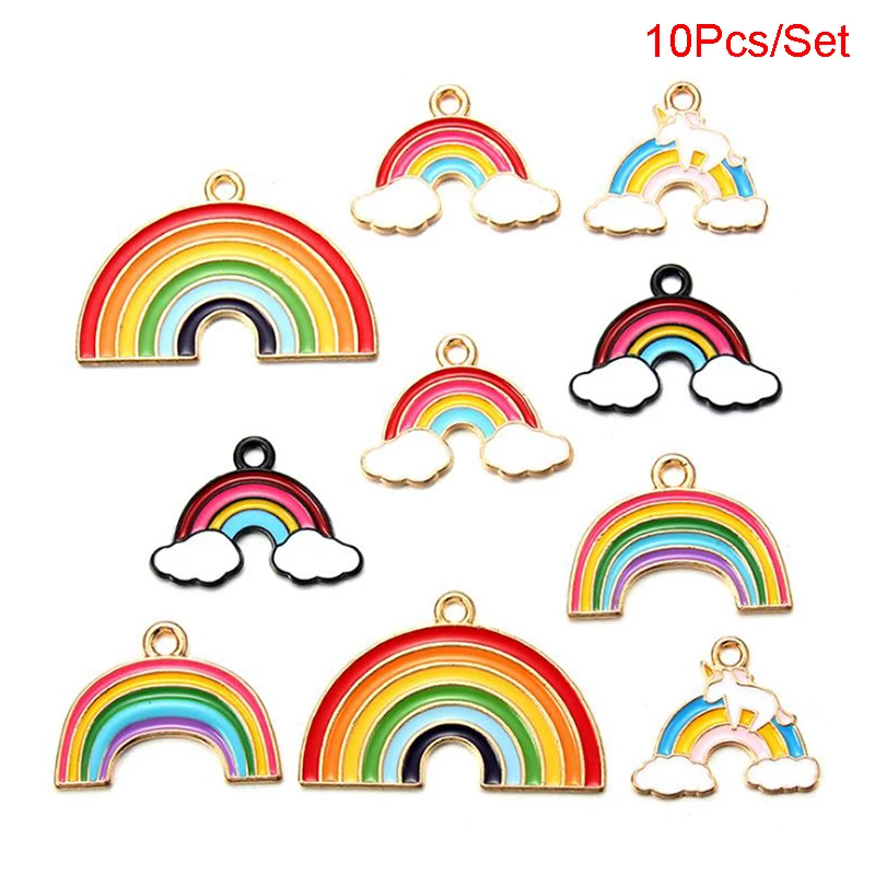 Новинка 10 шт эмаль Радуга облака Шарм для изготовления ювелирных изделий и