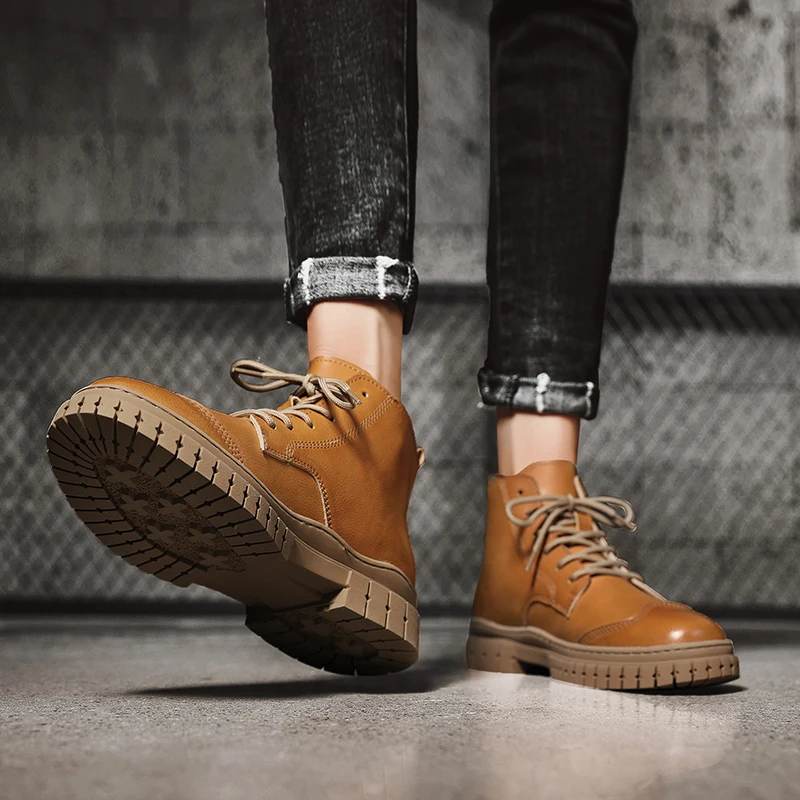 Новинка Мужские ботинки Сезон осень-зима Винтажные мужские ботильоны с высоким