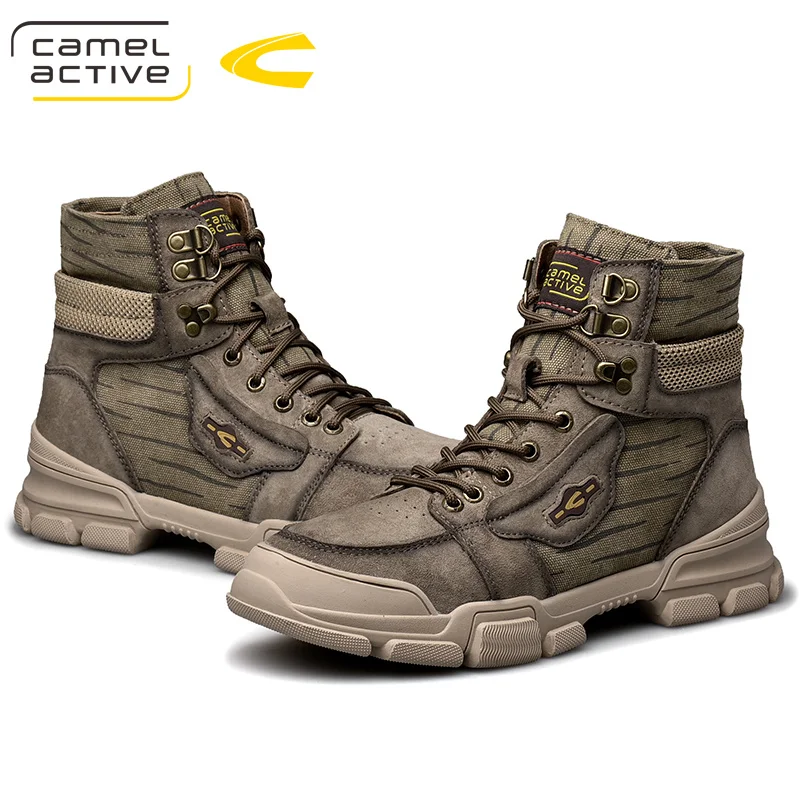 Мужская обувь верблюда активного отдыха с высоким верхом из натуральной кожи