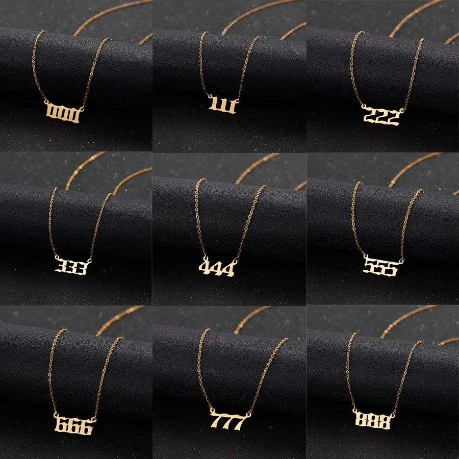 

Angel Number Necklace 111 222 333 444 555 666 777 888 999 For Women Men Stainless Steel Lucky Number Chain Necklaces Jewelry