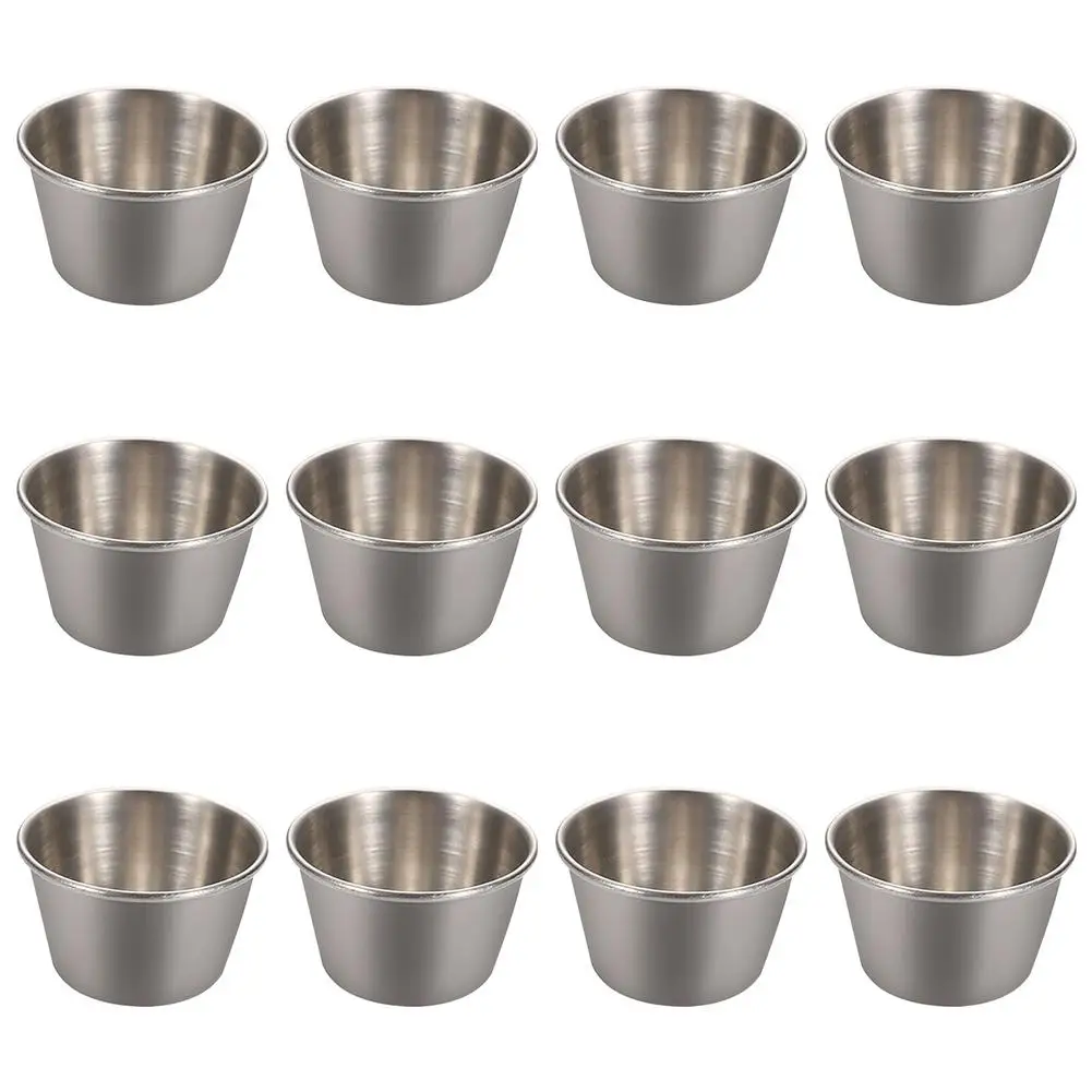 

12Pcs Stainless Steel Sauce Dishes Ramekin Dipping Sauce Cup Set Individual Condiment Cups Mini Reusable Bowls For Seasonings An