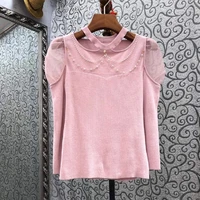 high quality sweaters 2021 autumn winter fashion pink jumpers women lace beading deco long sleeve casual knitted sweaters pull