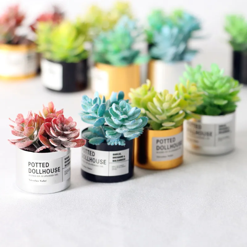 

Mini Doll House Metal Green Plant Potted Plant Mini Miniature Model Plant Handmade Material Shooting Props