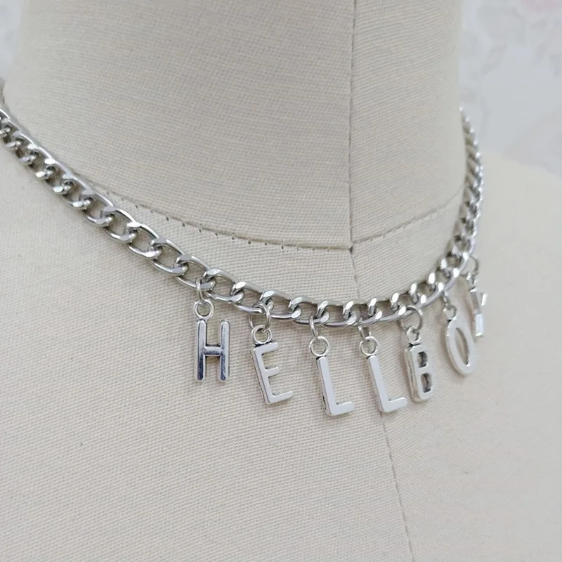 Оригинальное ожерелье-чокер в стиле хип-хоп с надписью &quotХеллбой&quot для женщин