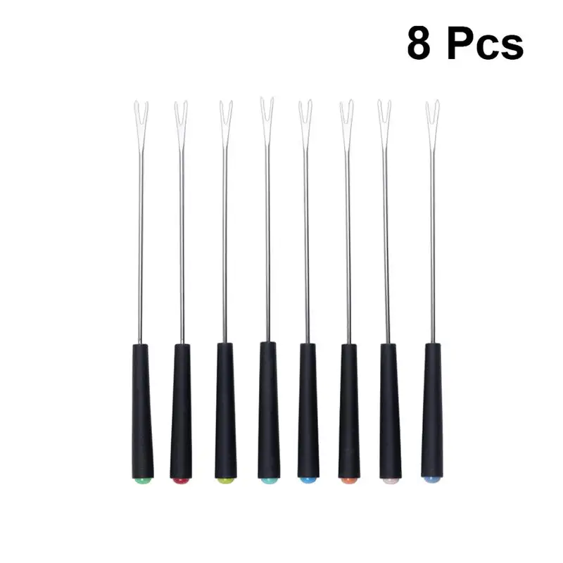 8 шт Нержавеющая сталь сыр вилки Пластик ручка для фондю фруктов вилка барбекю