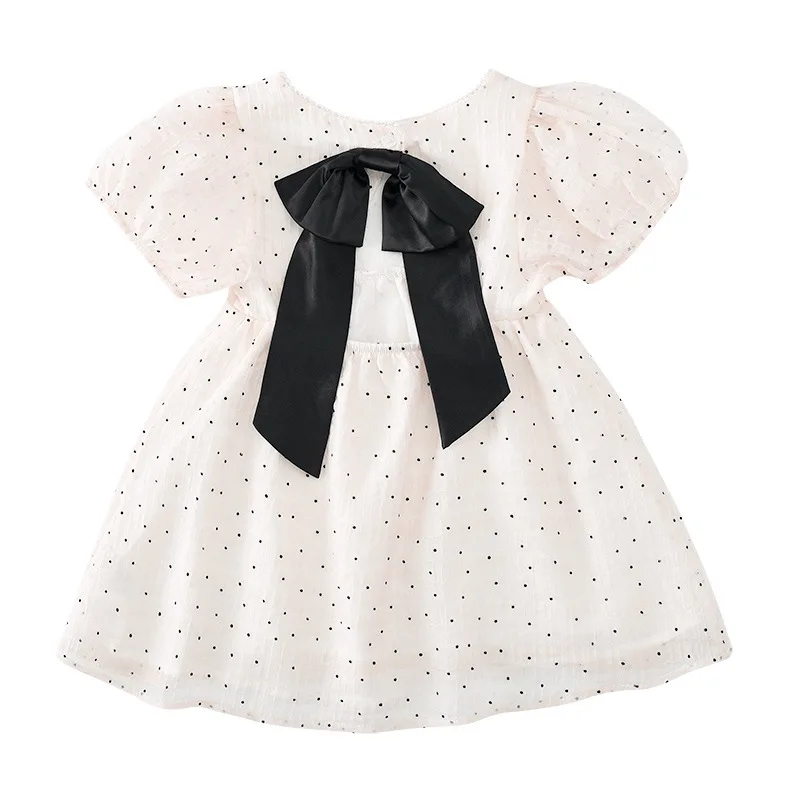 

Kids Dress For Girls Puff Sleeve Bow Dot Backless Pincess Dress Summer Wedding Ceremony Birthday Girls Dress Baby Girl Clothes