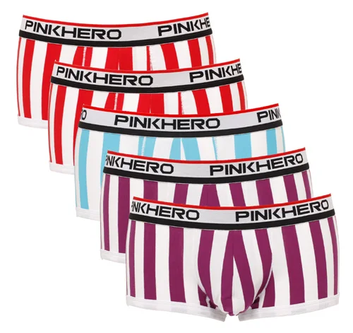Оранжевый 5 шт./лот Pink Heroes полосатый сексуальное нижнее белье для мальчиков трусы-боксеры Для мужчин, хлопковые трусы, модные, Классические мужские удобные трусики-боксеры для девочек - Цвет: Оранжевый