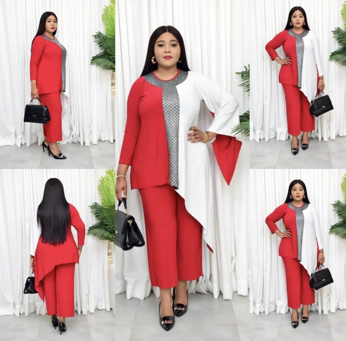 

Autumn 2 Pieces Sets for Women African New Fashion Long Sleeve Suit Top + Long Pant African Clothes for Women African Clothing
