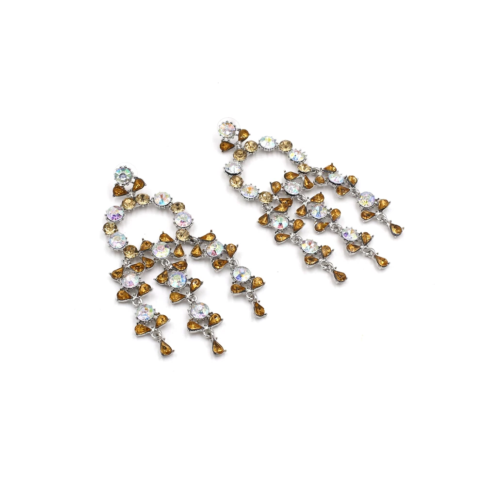 Vodeshanliwen ZA New Crystal Tassel Earrings For Women Fashion Imitation pearl Statement Big Earrings New Accessories