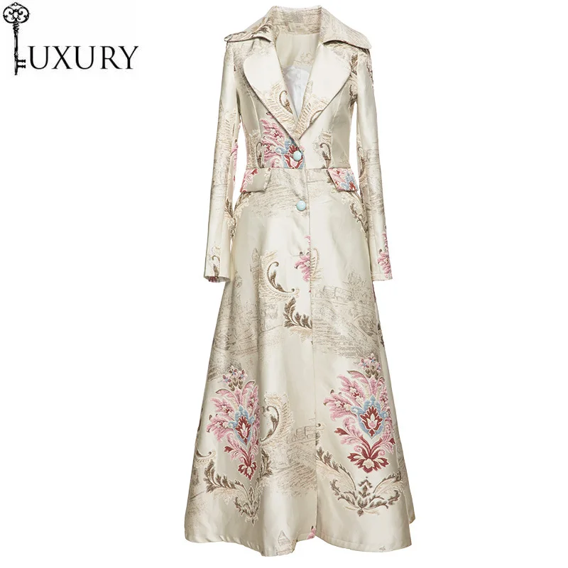 Женская ветровка с винтажным рисунком однобортное пальто-Тренч весна-осень 2020 |