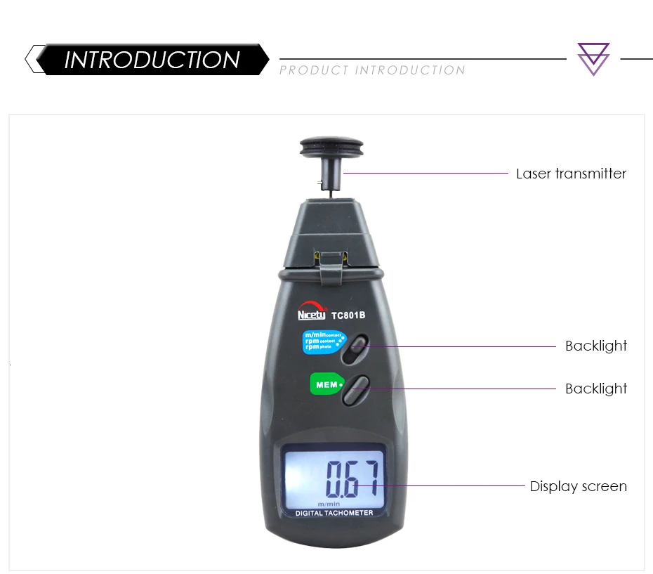 Специальное предложение Nicety TC801B 2в1 цифровой вращающийся измерительный инструмент двигатель rpm скорость тестер метр тахометр