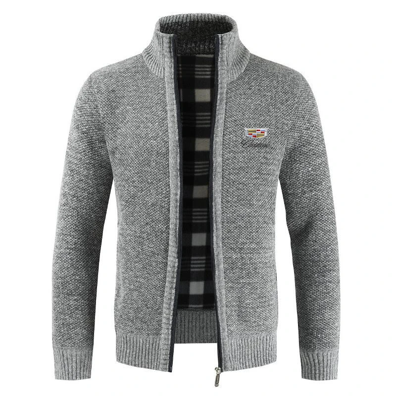 

Cadillac car LOGO men's business casual sweater cardigan men's slim knit sweater zipper sweater coat autumn and winter