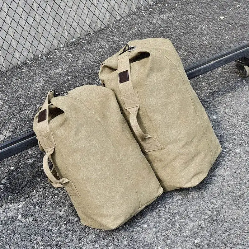 

Large Capacity Tactical Bag Army Military Backpack Canvas Bucket Bag Outdoor Sports Multi-Function Bag Hiking Camping Traveling