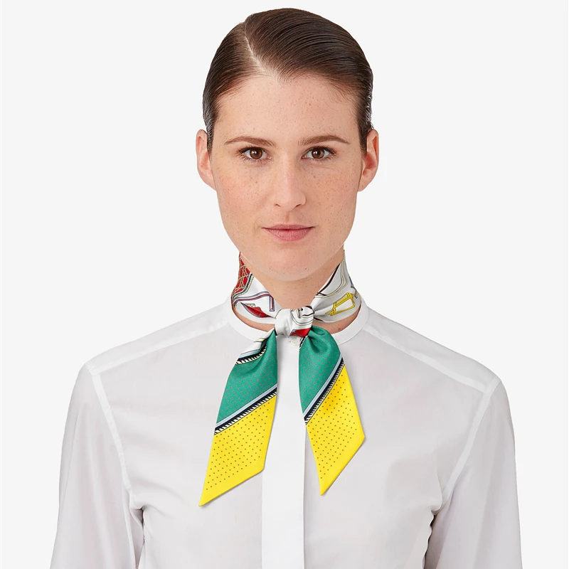 

Long Skinny Scarf for Women Silk Hair Neck Scarves Lady Fashion Headband Female Handbag Scarfs Ribbon Tie 2020 Designer