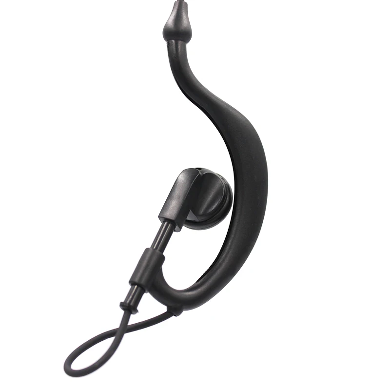 3.5mm Listen Only Straight Plug Tactical Headset G Shape Soft Ear Hook Earpiece for Transceiver Radio Shoulder Speaker Mic(10pcs
