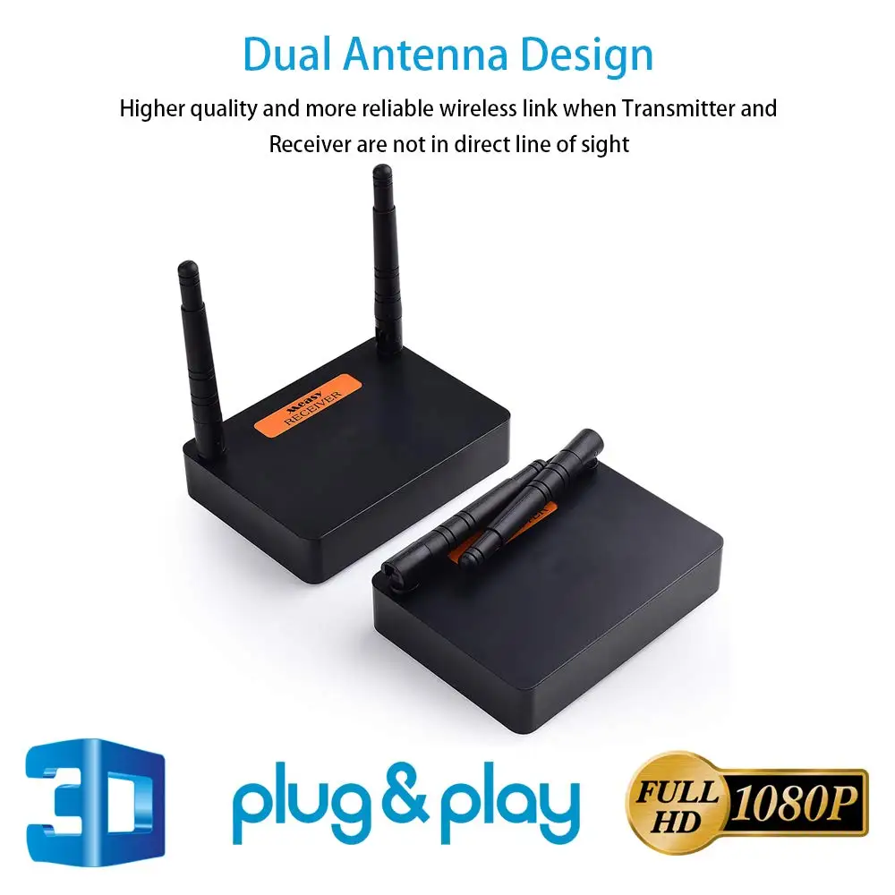 TLT-TECH New 200M Wireless HDMI-compatible Extender 2.4GHz/5GHz HD 1080P HDMI Extender Transmitter Receiver WIFI HDMI Extender