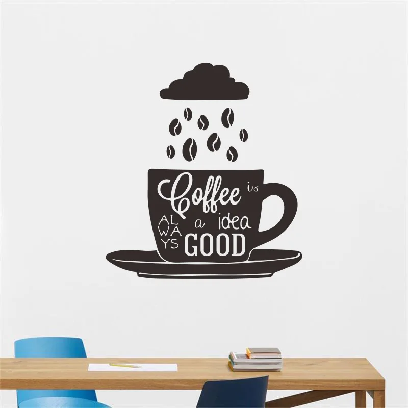 

HOT Coffee Cup with Heart Vinyl Quote Restaurant Kitchen Removable Wall Stickers DIY Home Decor Wall Art MURAL Drop Shipping