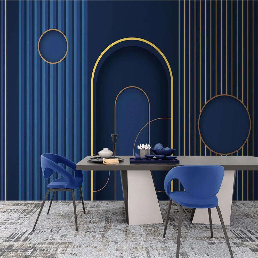 

beibehang Customize new modern minimalist light luxury geometric lines lapis lazuli blue background papel de parede wallpaper