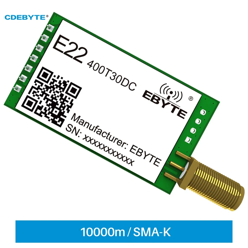 

SX1262 LoRa Wireless Transceiver DIY Module UART DIP 400MHz 30dBm Ebyte E22-400T30DC SMA-K Antenna Low Power Consumption IoT