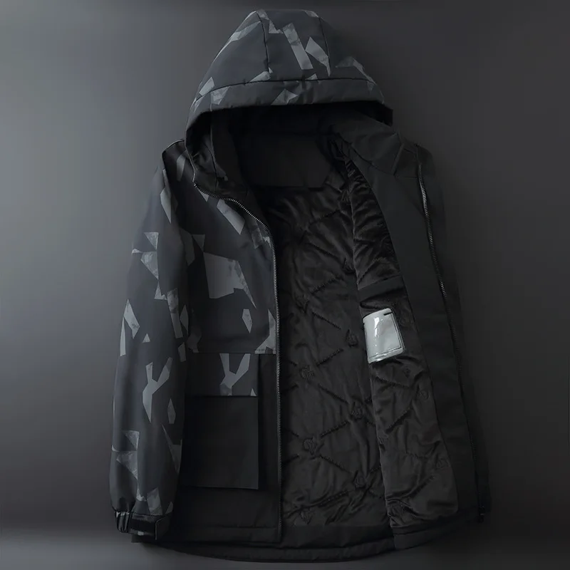 Новое поступление модная мужская с капюшоном стеганая камуфляжная куртка для