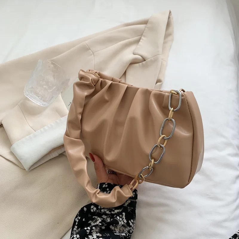 

Women's Pleated Bag Small Purses and Handbags 2021 High Quality Fashion Female Shoulder Armpit Bags Woman Handbags