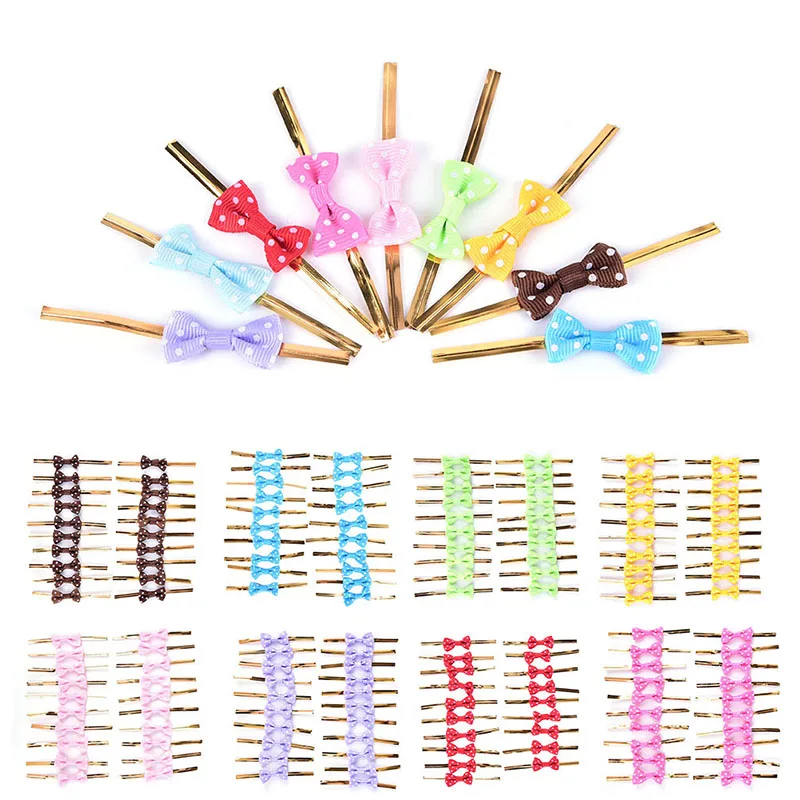 

20PCS Metallic Twist Wire Tie Bowknot Polka Dot Ties for Candy Cookie Cake Bag Gift Wrapping DIY Wedding Party Decoration