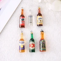 10 pcs 3d alcohlic drink bottle pendant charms resin wine jewlery findings for earring keychain necklace diy making