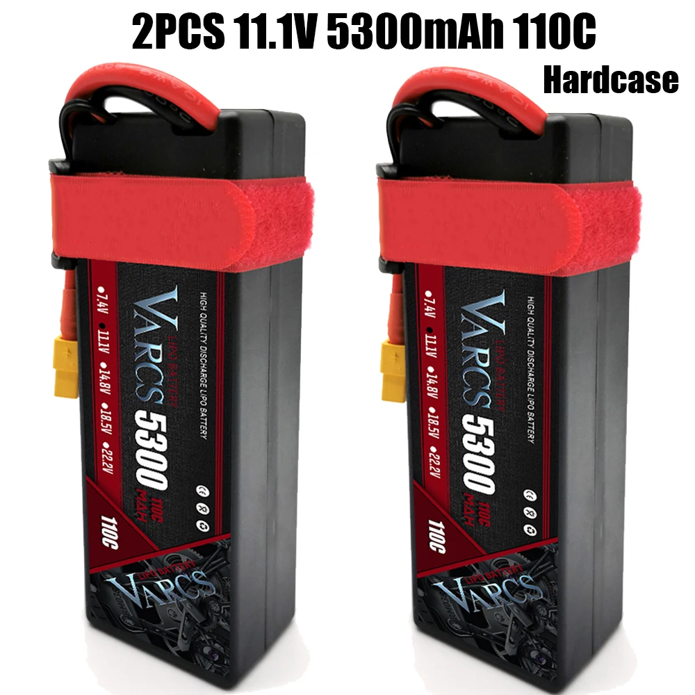 Bater&iacute;as Lipo VARCS 3S, 11,1 V, 5300mAh, 110C/220C, carcasa r&iacute;gida para coche RC 1/8 /10, Buggy, cami&oacute;n, barco, Dron, piezas de salash, 2 uds.-0