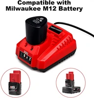 10 8v 12v li ion replacement battery charger for milwaukee m12 n12 48 59 2401 48 11 2402 lithium ion battery