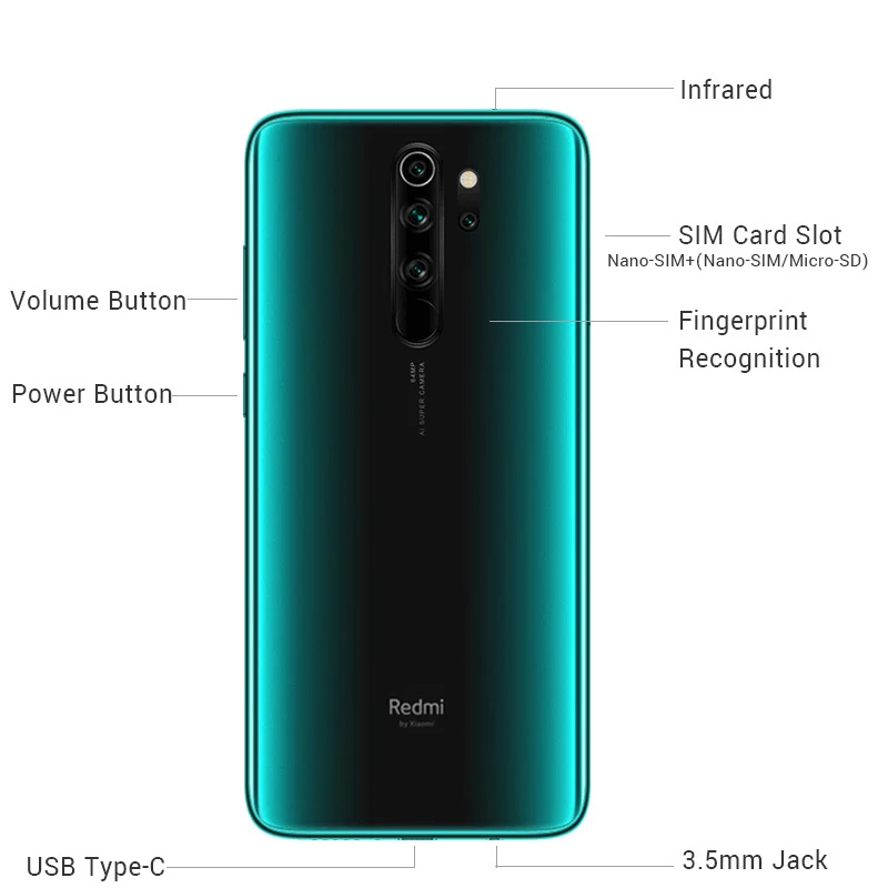 Xiaomi Redmi Note 8 Pro с глобальной версией, 6 ГБ ОЗУ, 64 Гб ПЗУ, смартфон, 64 мп, четыре тыловых камеры MTK Helio G90T, четыре ядра, 6,53 дюйма, 4500 мАч