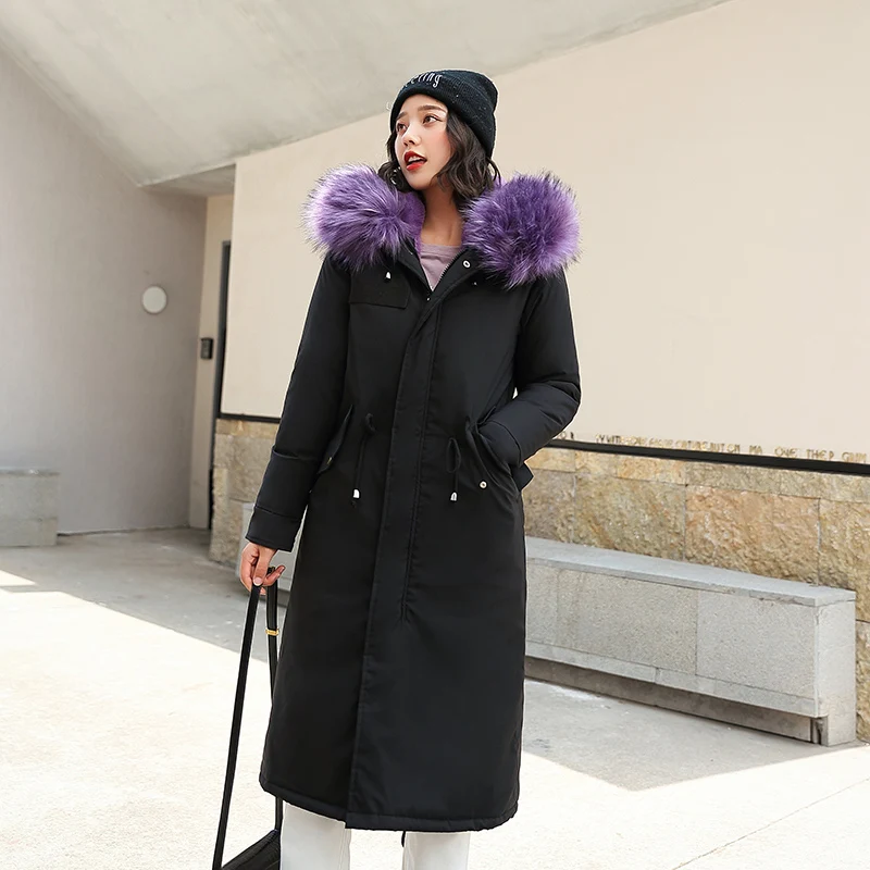 Женское пальто новинка 2019 теплая утолщенная зимняя куртка с меховым воротником и