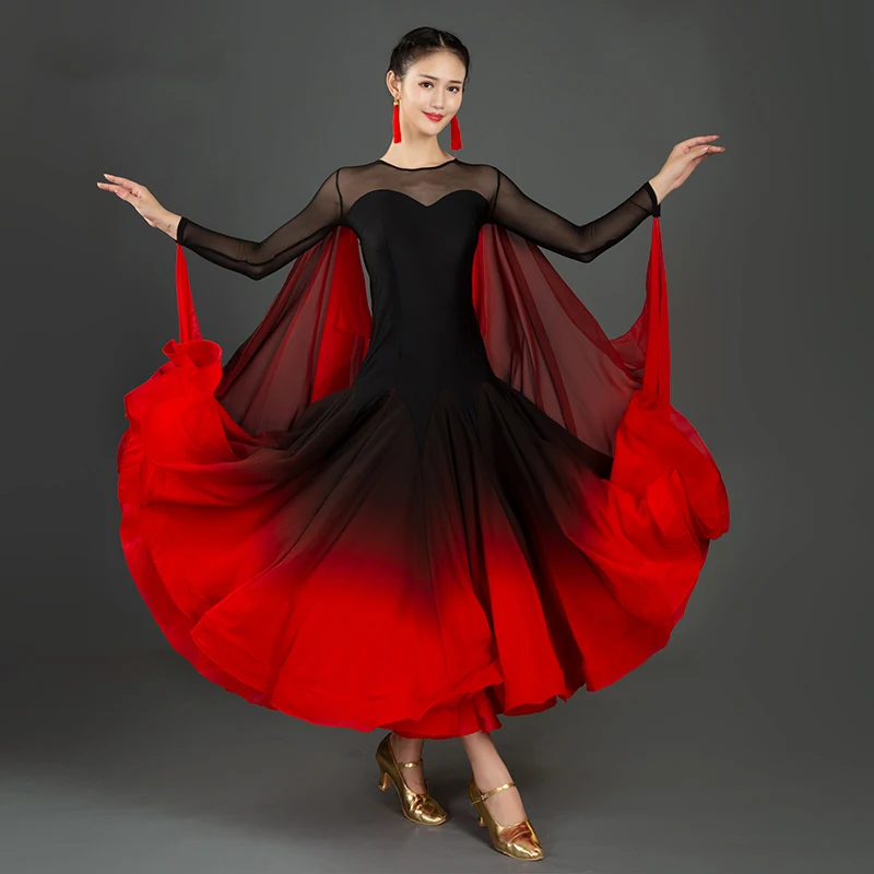 Женское платье для бальных танцев красное выступлений | Тематическая одежда и