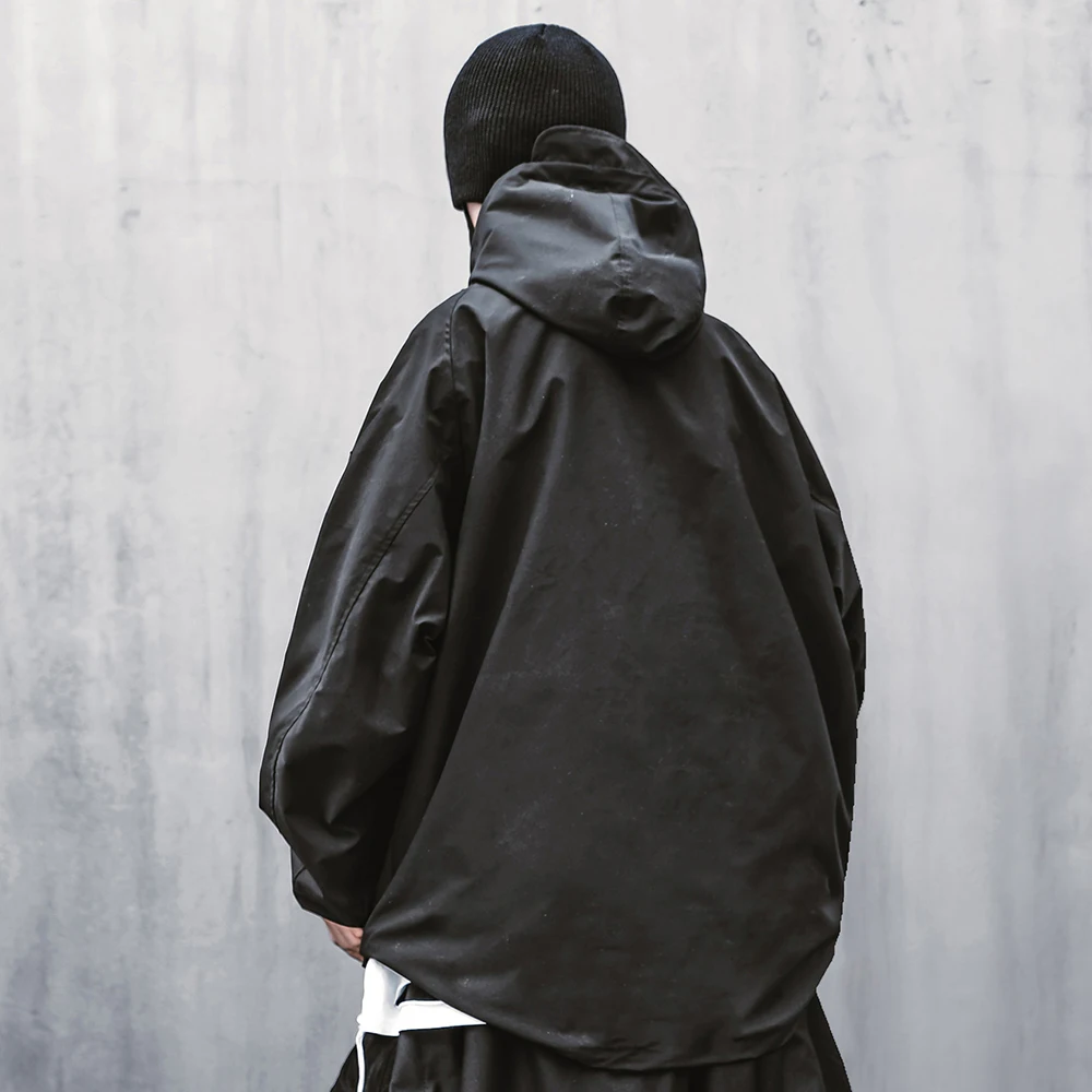 Мужская ветровка Techwear Анорак Японская уличная одежда карманов Черная куртка с
