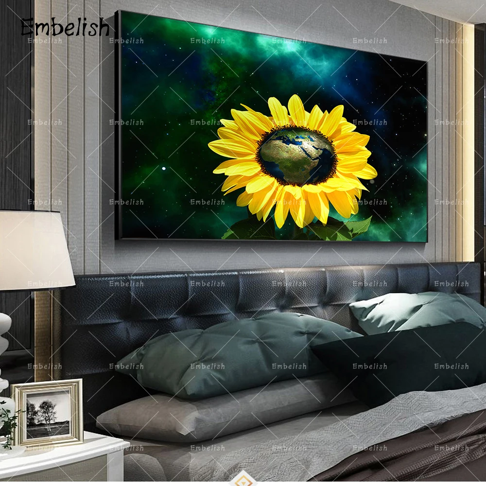 

Embelish 1 Pieces Abstract Sunflower With Earth Modern Home Decor Pictures For Living Room Wall Art Posters HD Canvas Paintings