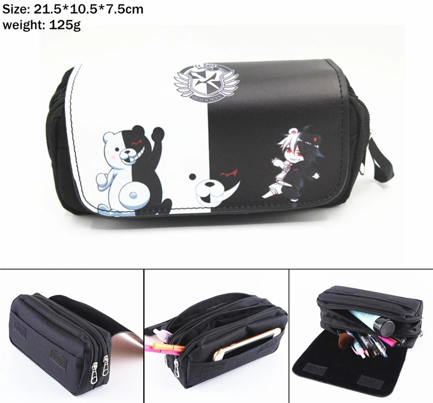 03 Аниме Danganronpa monokuma холщовый чехол-карандаш для студентов, женская косметичка, дорожные косметички, канцелярские принадлежности на молнии, сумка - Цвет: 03