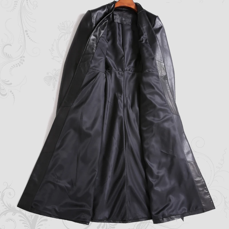 Женская длинная куртка из натуральной овечьей кожи элегантный тренчкот в