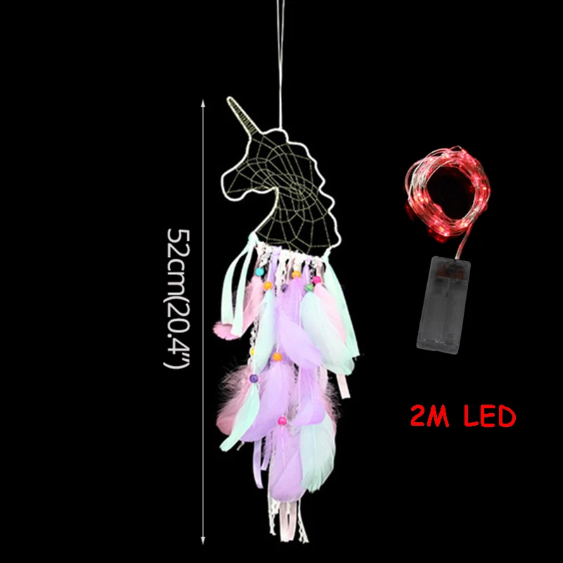 2m LED catcher-F WEIGAO Единорог Висячие поделки реквизит Unicornio день рождения Опора DIY перьевая Ткань Ремесло на стену висячие украшения принадлежности для рождения детей - Цвет: 2m LED catcher-F