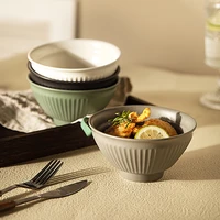 5in european style ceramic rice grain bowl color glazed dessert noodle bowl retro kitchen soup bowl