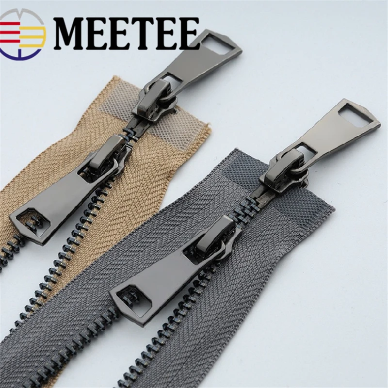 Meetee 120 см 5 # двойной ползунок с открытым концом металлическая молния черные зубья