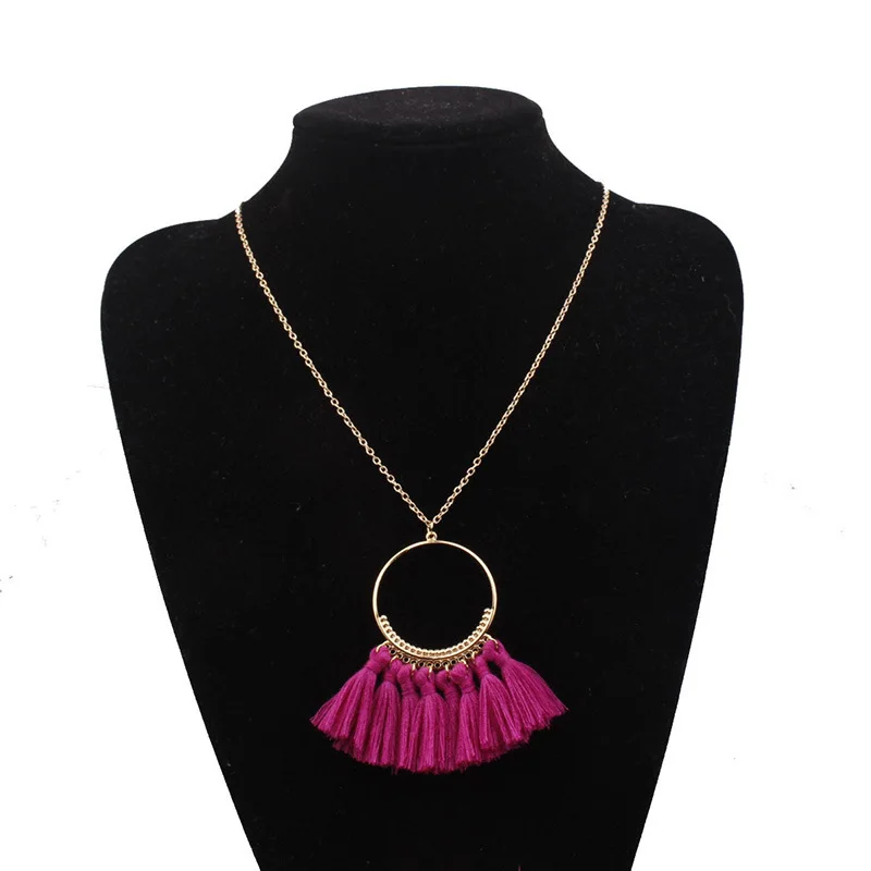 Много цветов длинное ожерелье с кисточками для женщин винтажный бренд оптовая