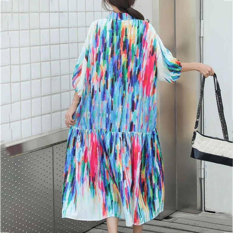 Женское винтажное мини-платье XITAO корейское пляжное платье с отложным воротником