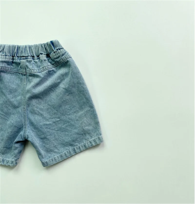

Summer Korean style boys and girls retro solid color denim shorts 1-6 Years kids cotton all-match shorts