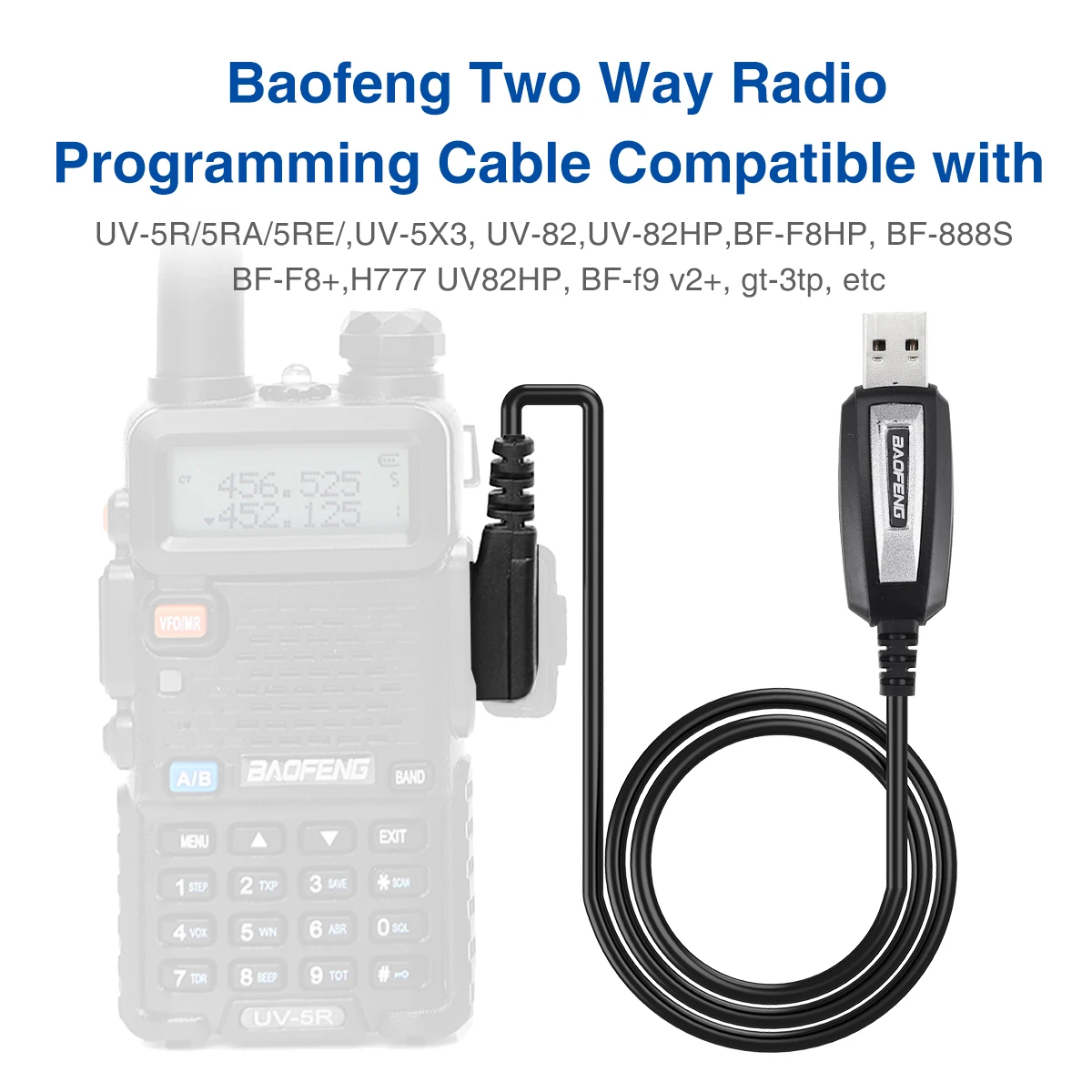 USB-кабель Baofeng для программирования 2-контактный разъем CH340 рации UV-5R серии UV-82 BF-888S