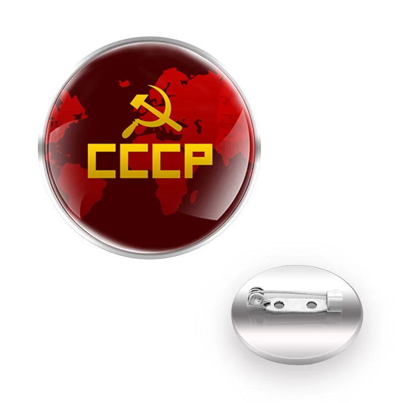 

Charm CCCP Soviet Union Brooch Badge Glass Cabochon Dome For Bag Clothes Decoration Pins