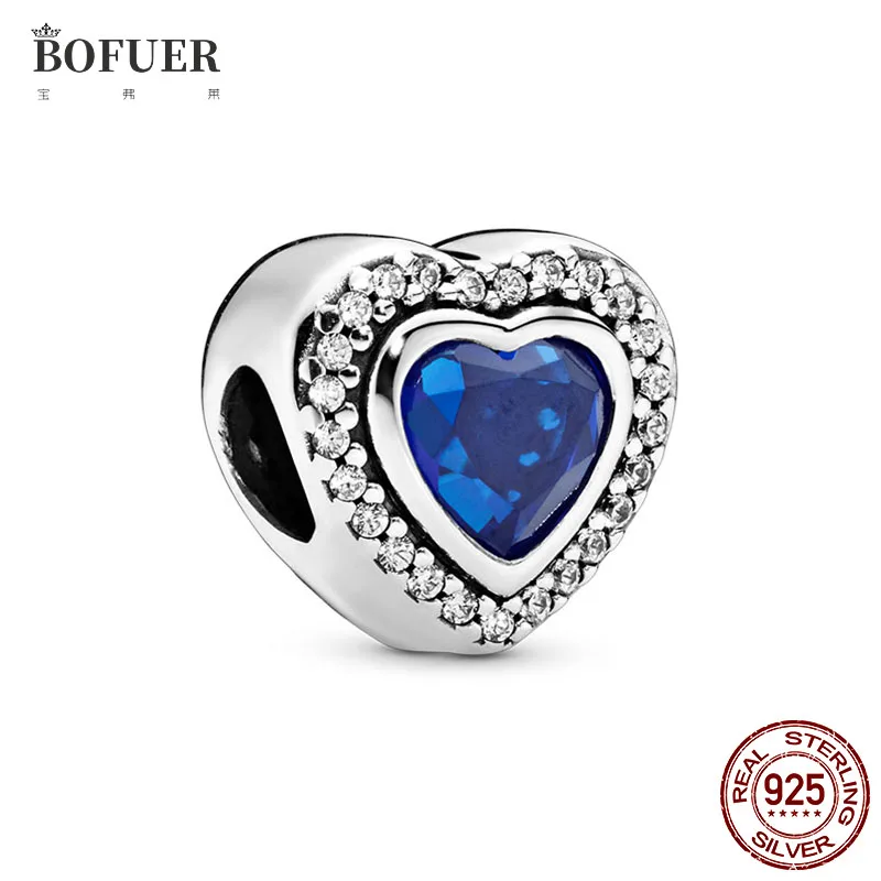 

New Original Silver Shiny Sky Ocean Blue LOVE Bead fit Pandora charms silver 925 beads Bracelet for women diy fashion jewelry