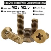 100pcs50pcs m2 m2 5 brass cross recessed 90%c2%b0 countersunk head phillips screws din965 gb819