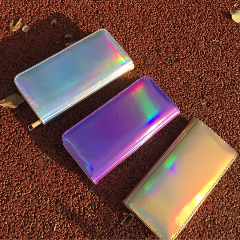 Женская сумка кошелек голографические кожаные кошельки лазерный Органайзер